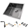 Комплект чорної мийки на кухню та змішувача з нержавіючої сталі NB-5045