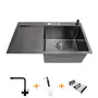 Комплект чорної кухонної мийки та змішувача з нержавіючої сталі NB-7848