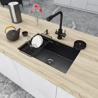 Чорна кухонна мийка з нержавійки під стільницю 1.5 мм Nett NB-6845