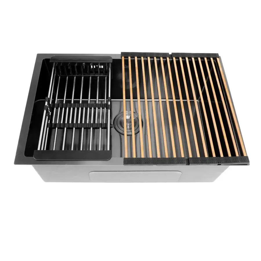 Чорна кухонна мийка з нержавійки під стільницю 1.5 мм Nett NB-6845