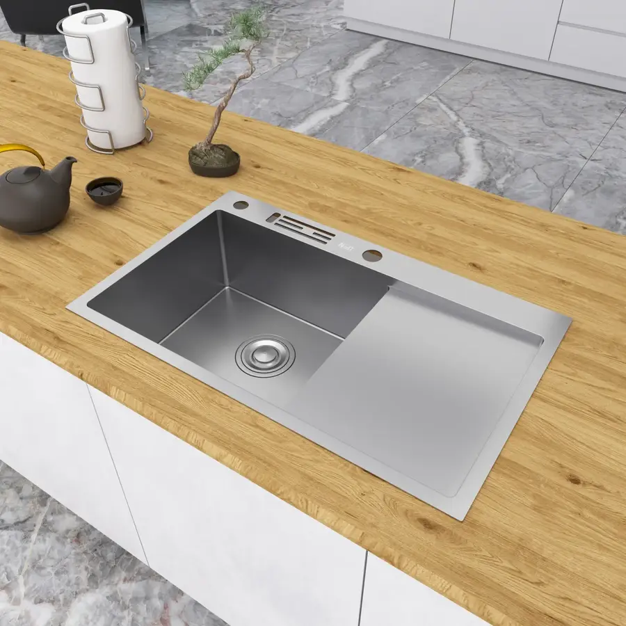 Накладна мийка на кухню з правим крилом 1.5 мм Nett NS-7848(R)