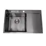 Чорна кухонна мийка з правим крилом нержавійка 1.5 мм Nett NB-7848(R)