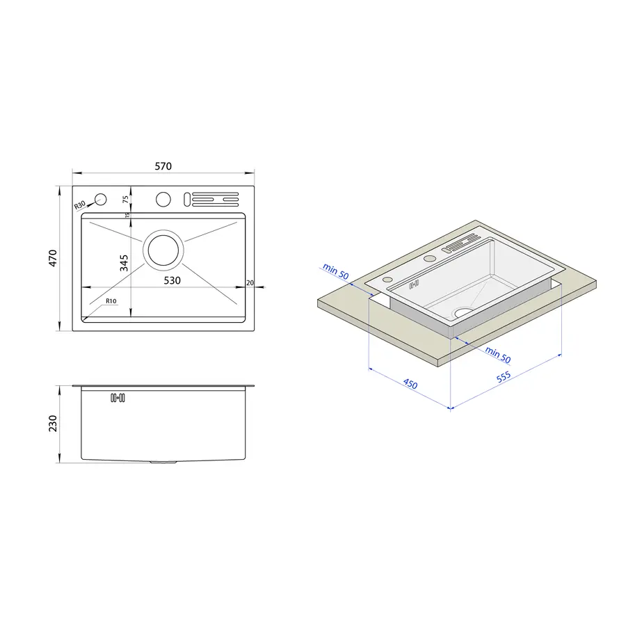 Мийка для кухні золота з нержавійки з PVD покриттям багатофункціональна Nett NG-5747