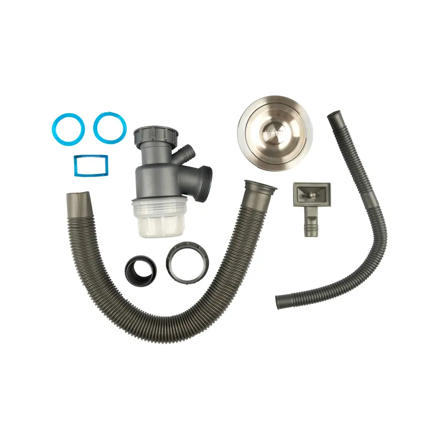 Сифон для мийки на кухню з нержавійки з переливом колбою DKS-99