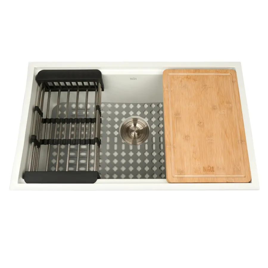 Біла мийка на кухню під стільницю 1 мм з нержавійки Nett NW-7042 Біла мийка на кухню під стільницю 1 мм з нержавійки Nett NW-7042