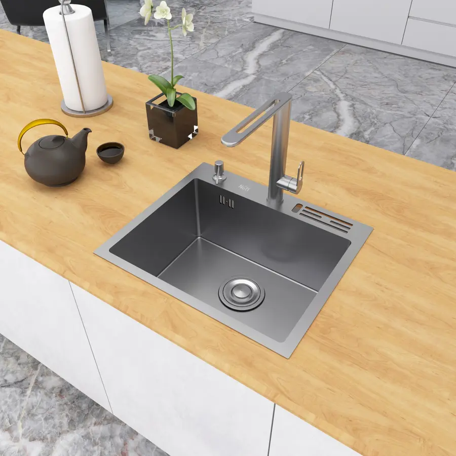 Накладна мийка для кухні з нержавійки 45 см Nett NS-5245 Накладна мийка для кухні з нержавійки 45 см Nett NS-5245