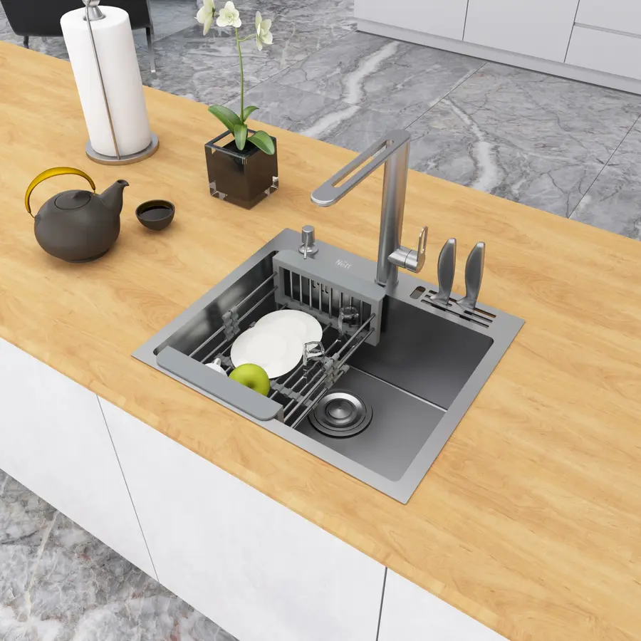 Накладна мийка для кухні з нержавійки 45 см Nett NS-5245 Накладна мийка для кухні з нержавійки 45 см Nett NS-5245