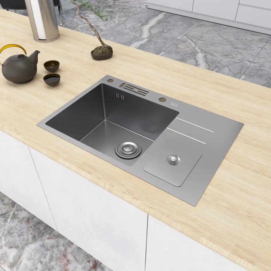 Кухонна мийка з нержавіючої сталі з вбудованим смітником Nett NSM-7047