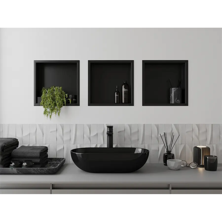 Полиця у ванну кімната вбудована чорна нержавіюча 30 см Nett YB-29