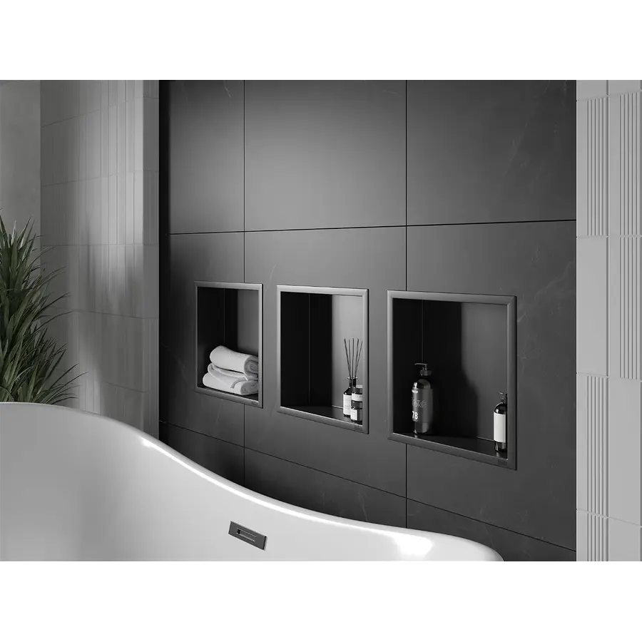 Полиця у ванну кімната вбудована чорна нержавіюча 30 см Nett YB-29