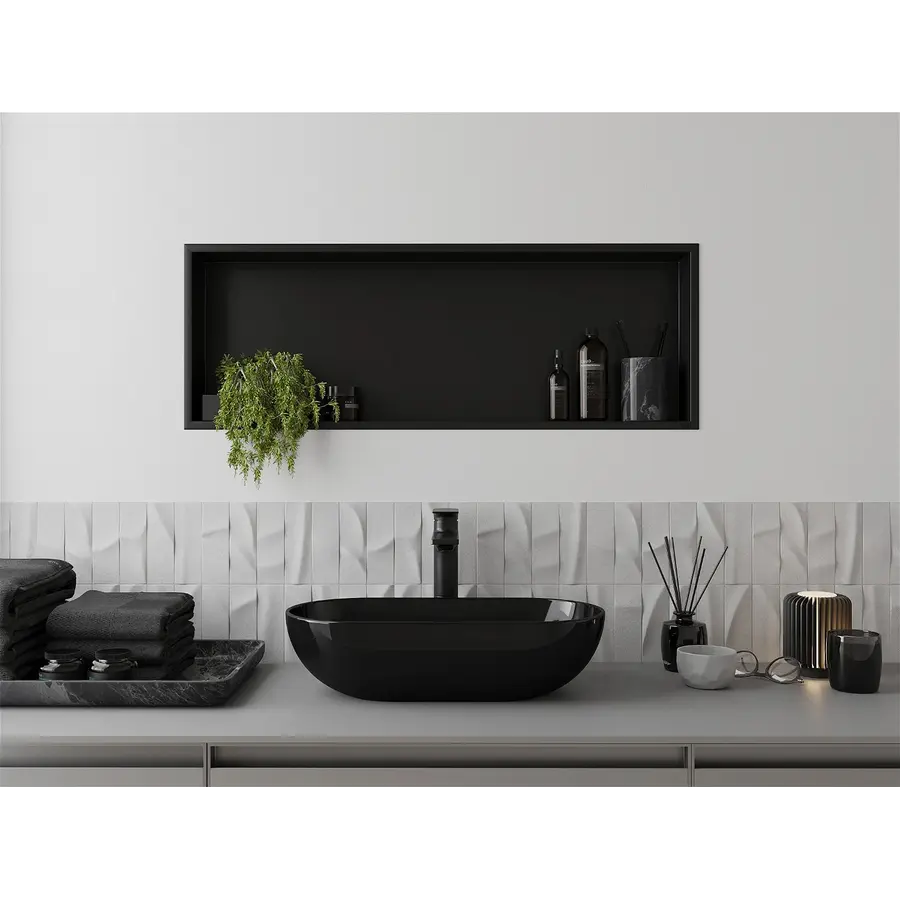 Полиця для ванної кімнати вбудована горизонтальна чорна Nett YB-92