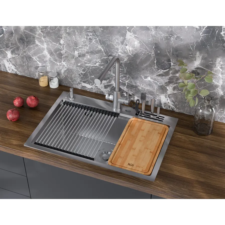 Накладна кухонна мийка з нержавійки 1.5 мм Nett NS-7048