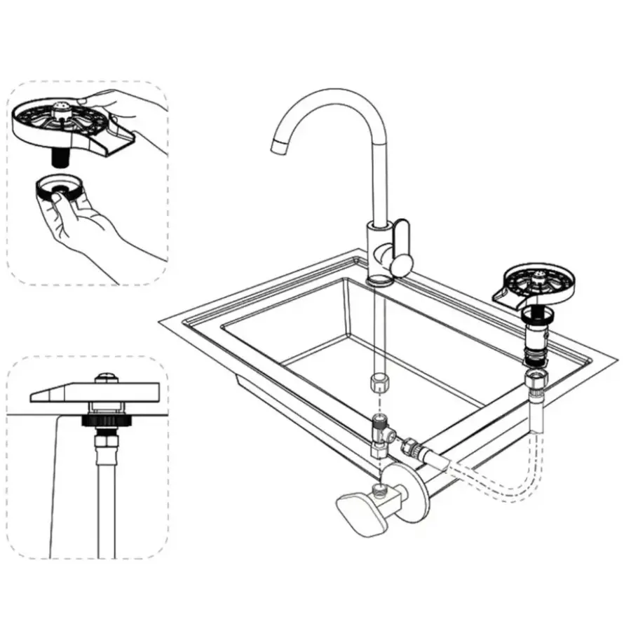 Золота портативна мийка склянок для кухонної раковини Nett MG-33