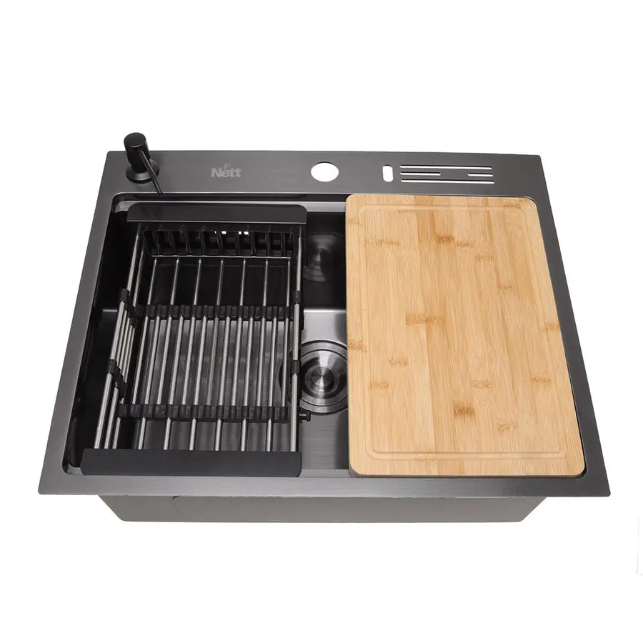 Мойки на кухню накладная черная из нержавеющей стали NB-5747