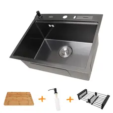 Мойки на кухню накладная черная из нержавеющей стали NB-5747