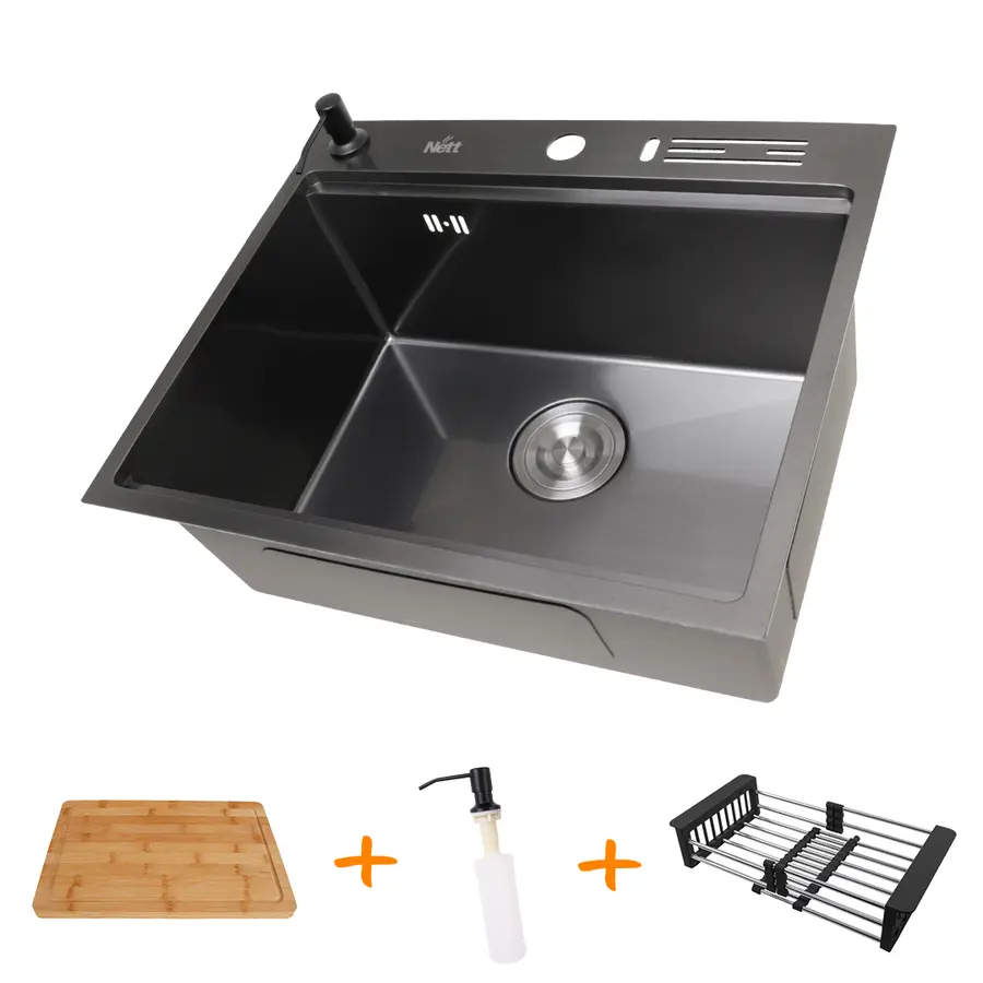 Мойки на кухню накладная черная из нержавеющей стали NB-5747