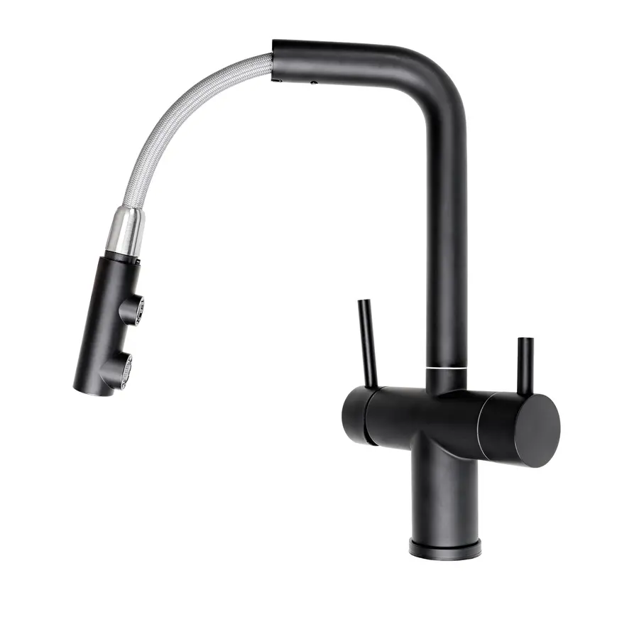 Комбінований змішувач на кухню чорний 4в1 Nett FWB-33