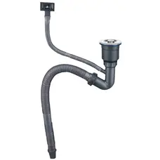 Сифон для мийки на кухню з нержавійки з переливом