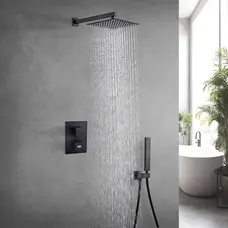 Чорна душова система з термостатом внутрішнього монтажу для душу Nett TSB-473