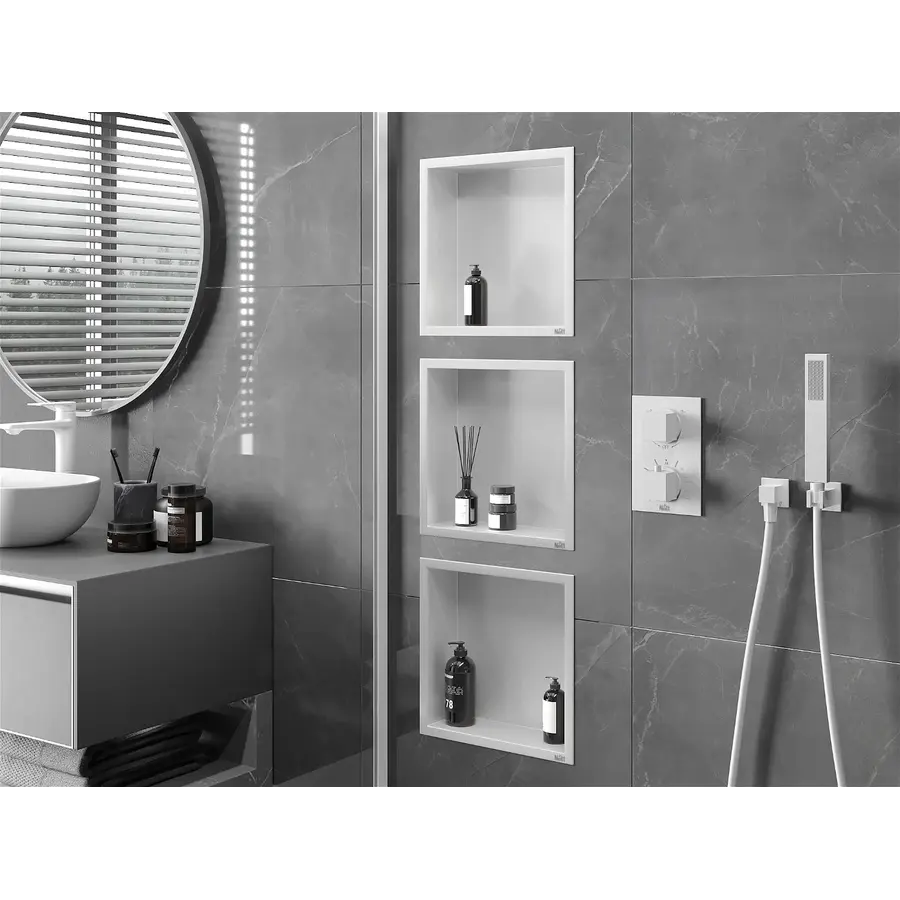 Полиця у ванну вбудована біла металева 30 см Nett YW-29