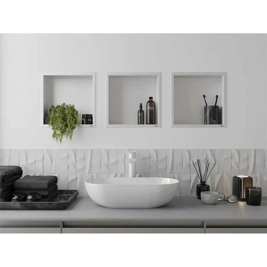 Полиця у ванну вбудована біла металева 30 см Nett YW-29