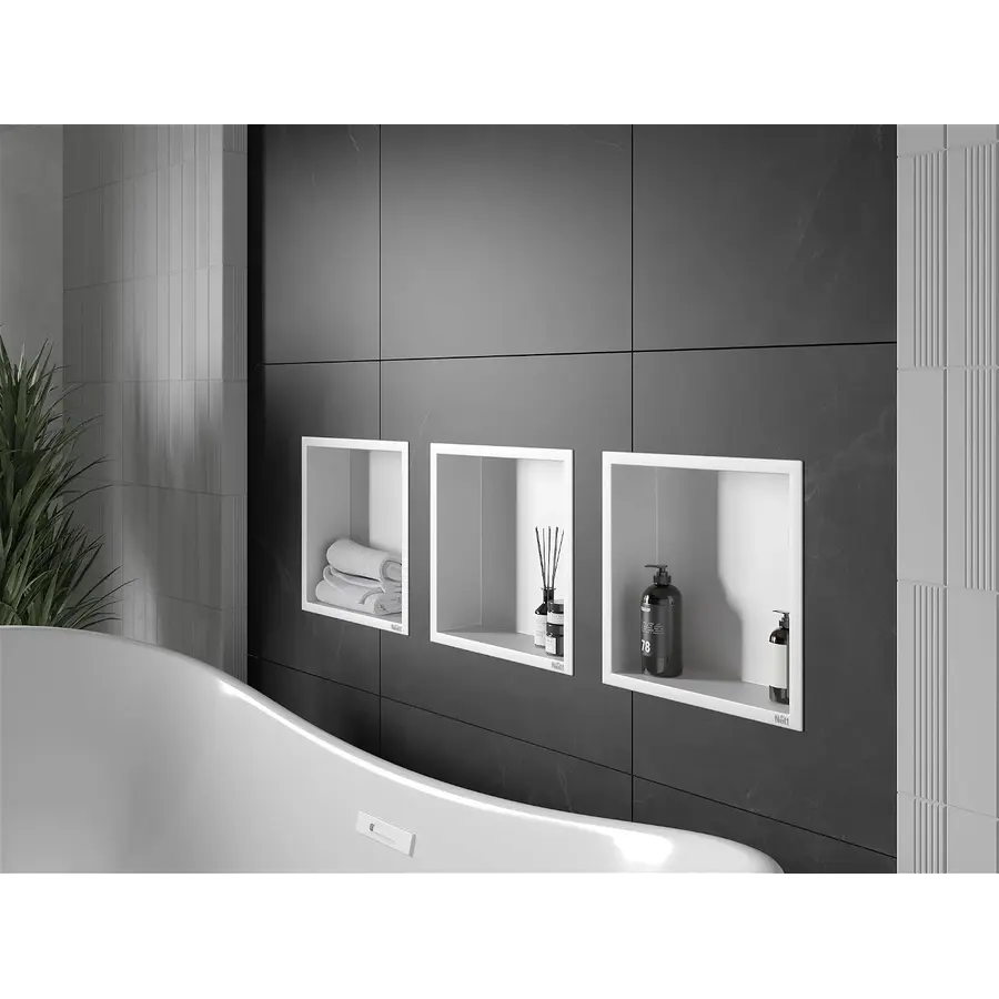 Полиця у ванну вбудована біла металева 30 см Nett YW-29