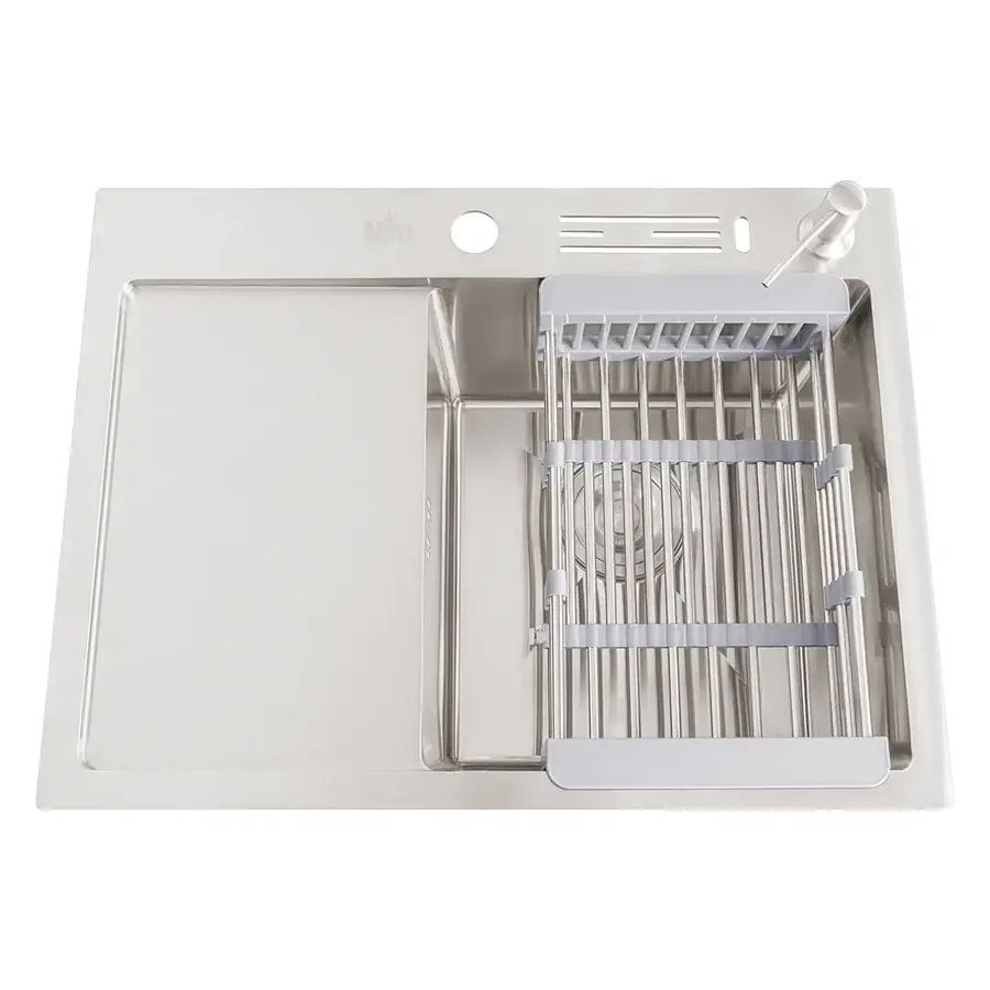 Накладна мийка на кухню нержавіюча з лівим крилом 1.5 мм Nett NS-6045(L)