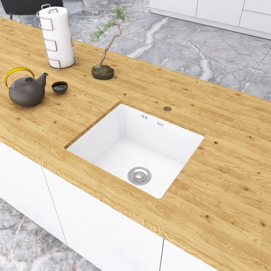 Біла кухонна мийка під стільницю 1.5 мм з нержавіючої сталі Nett NW-5045 Біла кухонна мийка під стільницю 1.5 мм з нержавіючої сталі Nett NW-5045