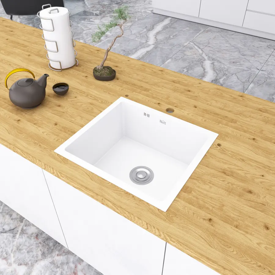 Біла кухонна мийка під стільницю 1.5 мм з нержавіючої сталі Nett NW-5045 Біла кухонна мийка під стільницю 1.5 мм з нержавіючої сталі Nett NW-5045