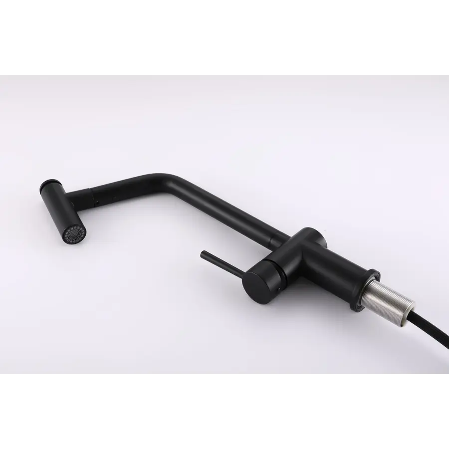 Чорний змішувач для кухні з висувним виливом Nett FBB-44