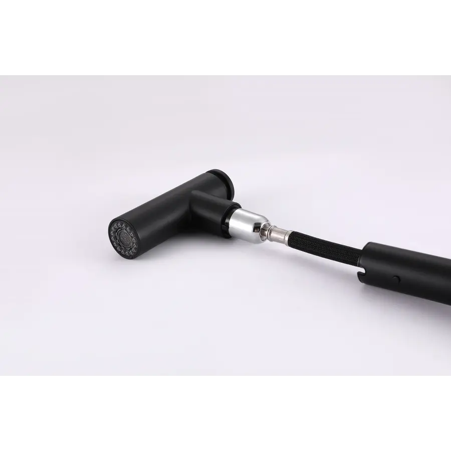 Чорний змішувач для кухні з висувним виливом Nett FBB-44