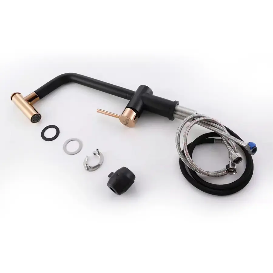 Чорний змішувач для кухні з висувним виливом Nett FBG-44