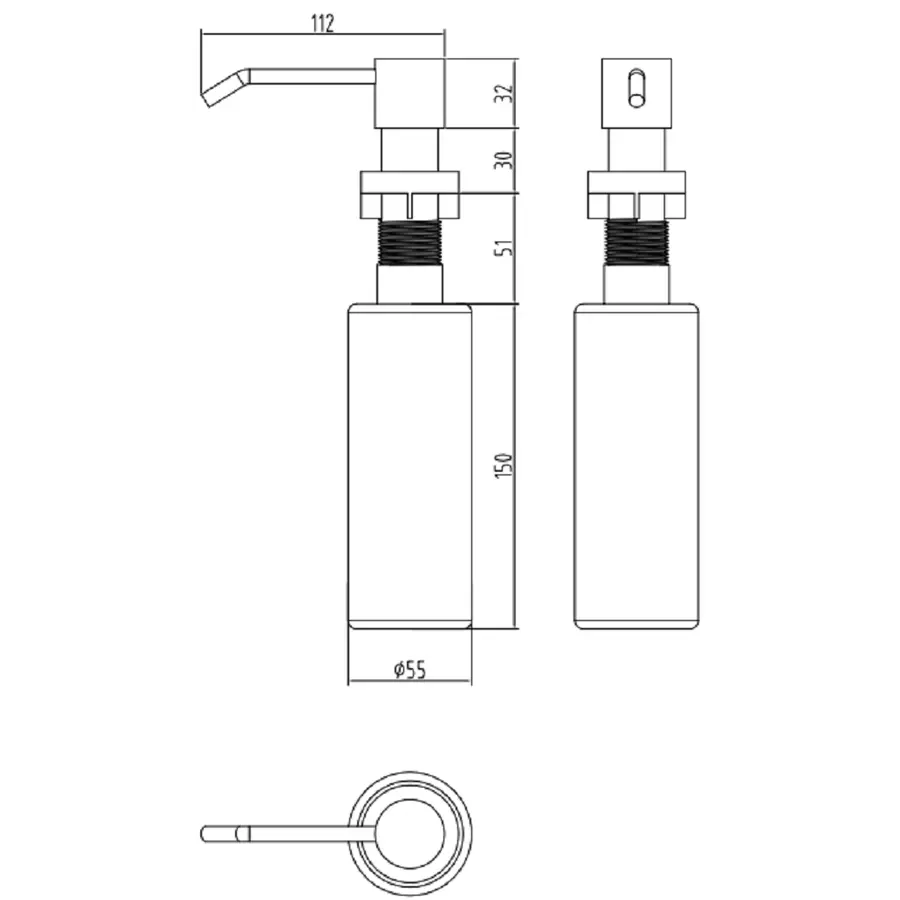 Чорний дозатор для мила на мийку Nett DB-300