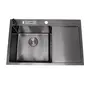 Чорна раковина на кухню з правим крилом Nett NB-7848(R)