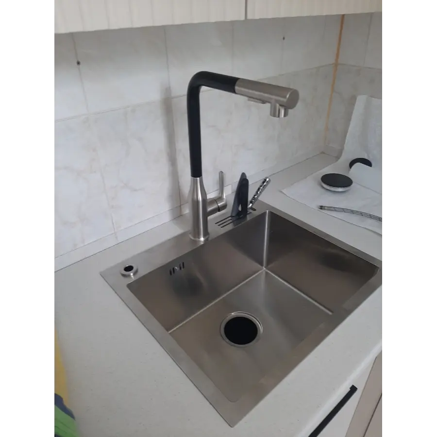 Змішувач нержавійка для кухні з висувним виливом Nett WSB-33