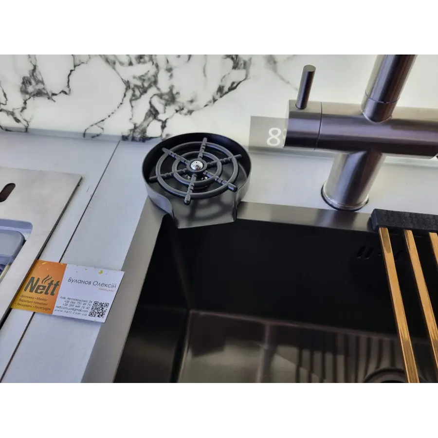 Чорна портативна мийка склянок для кухонної раковини Nett MB-33 Чорна портативна мийка склянок для кухонної раковини Nett MB-33