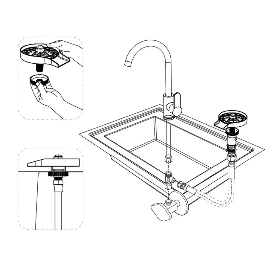 Чорна портативна мийка склянок для кухонної раковини Nett MB-33 Чорна портативна мийка склянок для кухонної раковини Nett MB-33