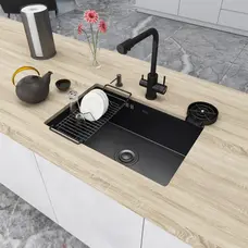 Чорна мийка для кухні з нержавійки з PVD покриттям Nett NB-6845