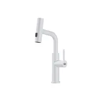 Змішувач на кухню водоспад з висувною лійкою білий Nett LW-35