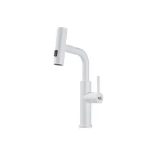 Змішувач на кухню водоспад з висувною лійкою білий Nett LW-35