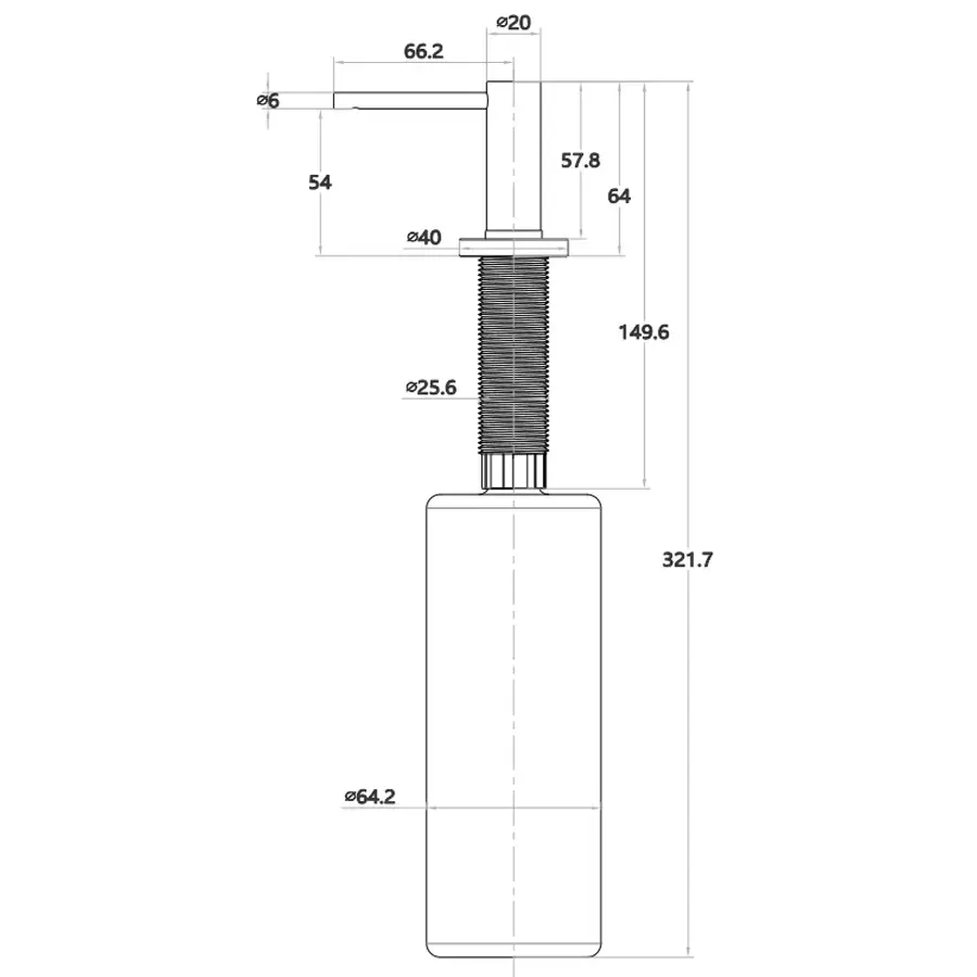 Дозатор для кухонної мийки графітовий врізний Nett DGr-300