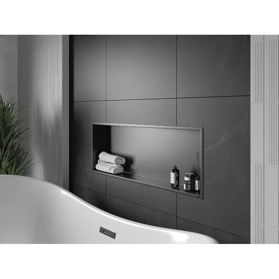 Полиця до ванної нержавіюча горизонтальна 70 см чорна Nett YB-70