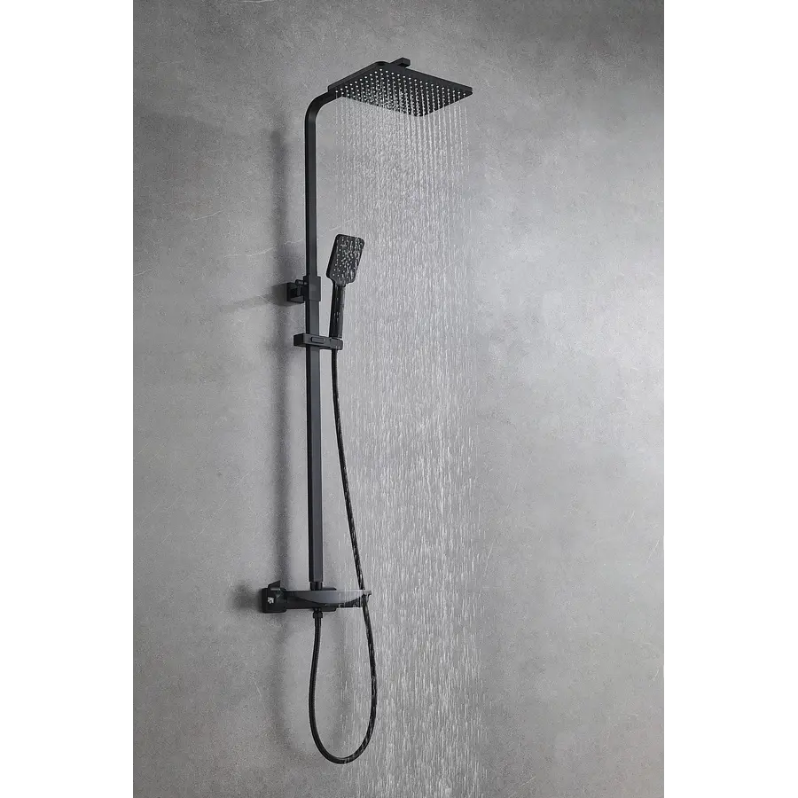 Чорна душова система з термостатом зовнішнього монтажу Nett STB-32