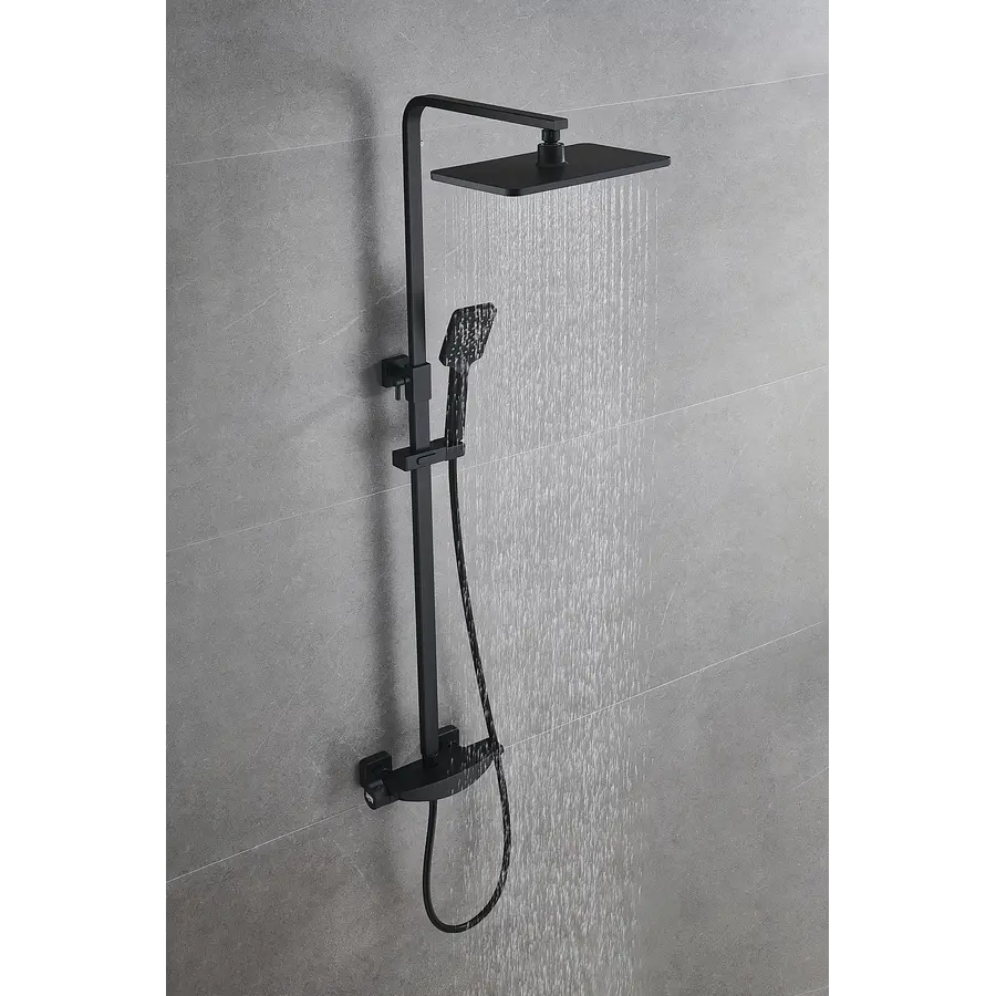 Чорна душова система з термостатом зовнішнього монтажу Nett STB-32