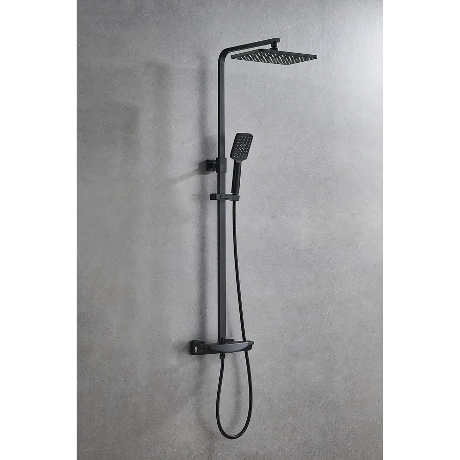 Чорна душова система з термостатом зовнішнього монтажу Nett STB-32
