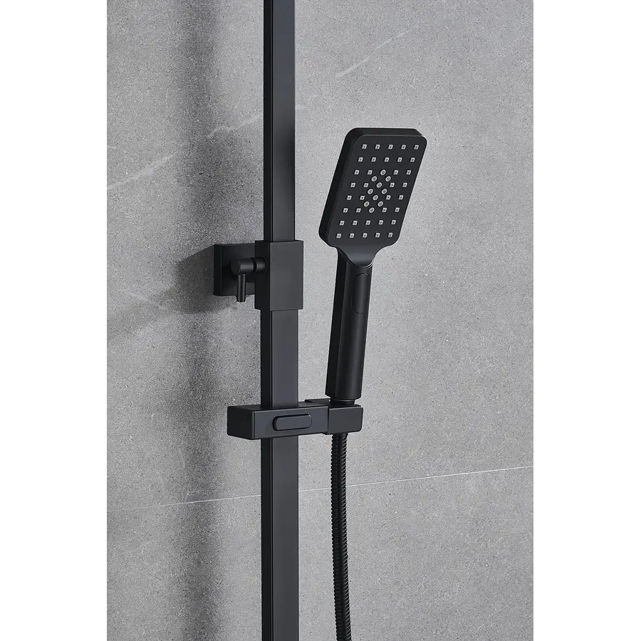 Чорна душова система з термостатом зовнішнього монтажу Nett STB-32