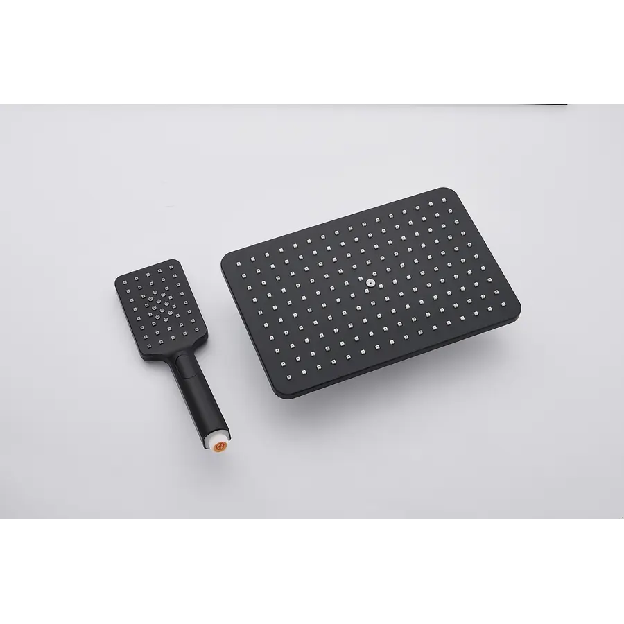 Чорна душова система з термостатом зовнішнього монтажу Nett STB-32