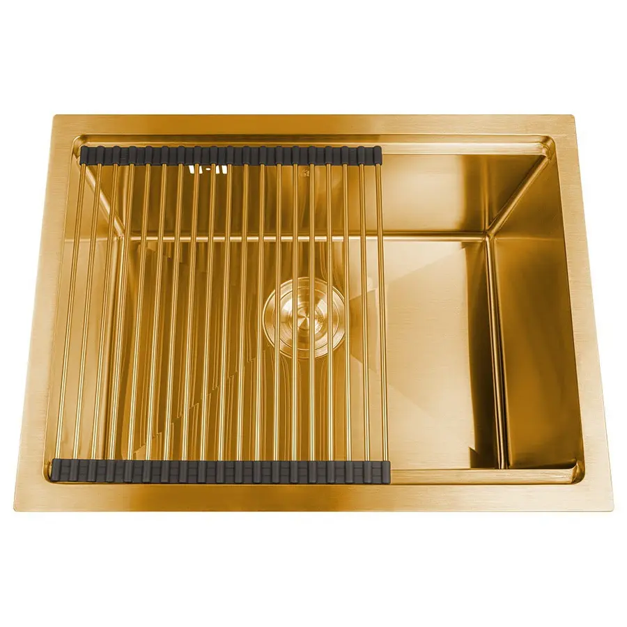 Золота мийка під стільницю з нержавійки кухонна станція Nett NG-5742
