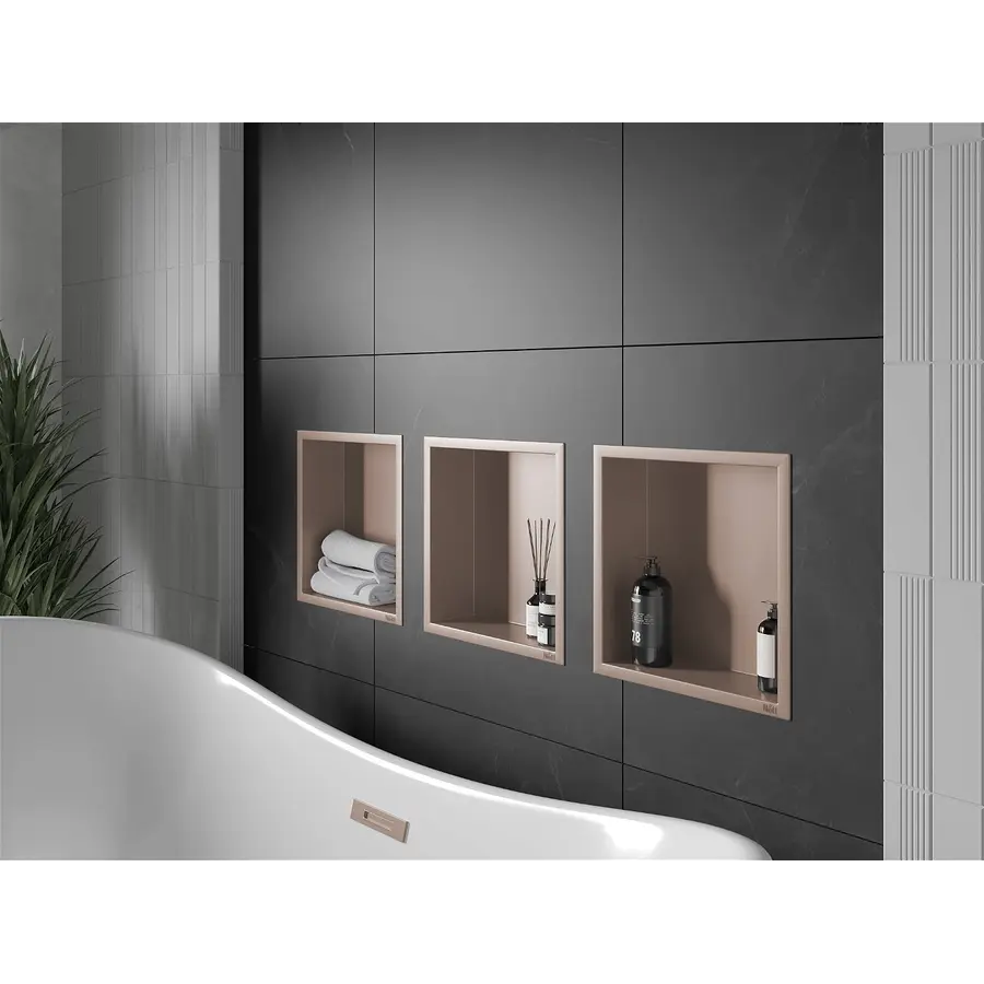 Полиця для душу металева вбудована бронзова 30 см Nett YBr-29