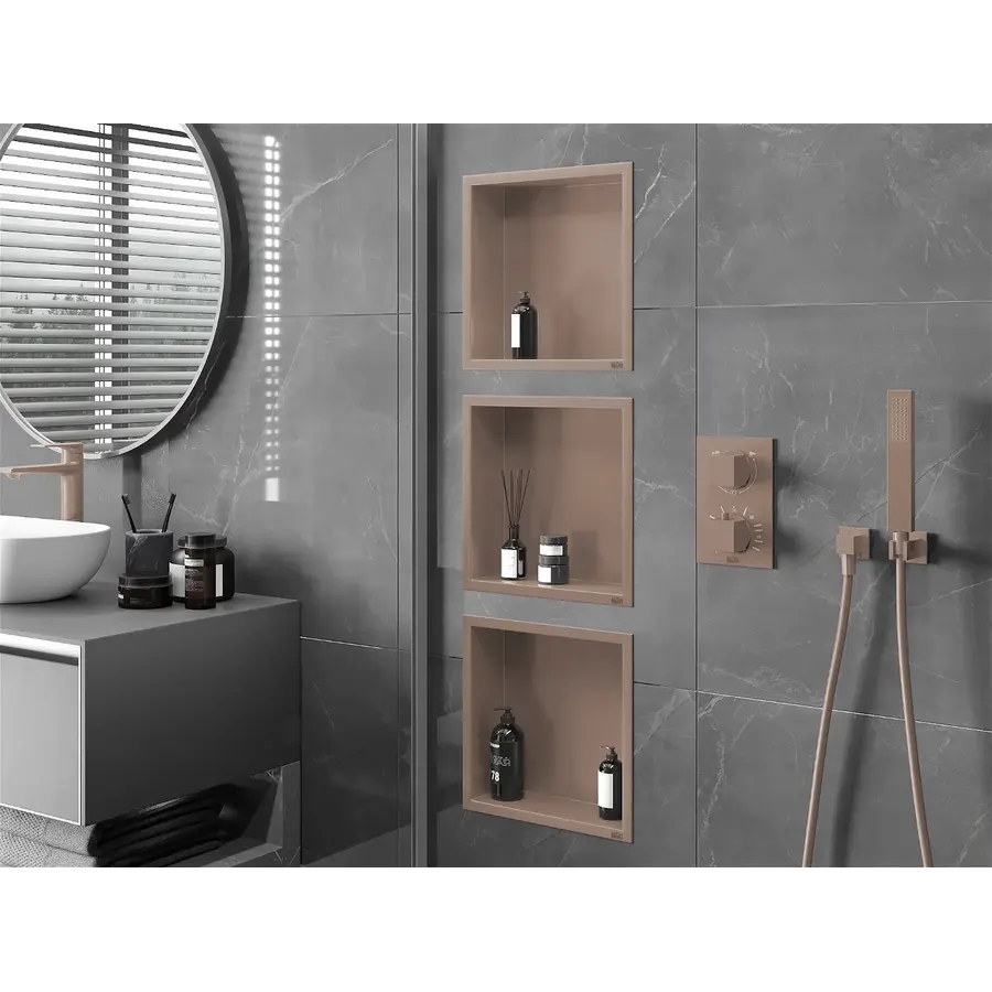 Полиця для душу металева вбудована бронзова 30 см Nett YBr-29